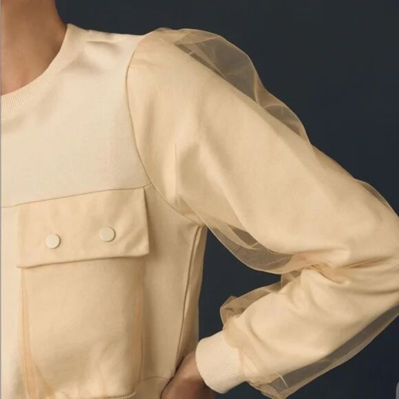 Anthropologie Utility Pocket Pullover Size XS New Beige - Picture 3 of 7